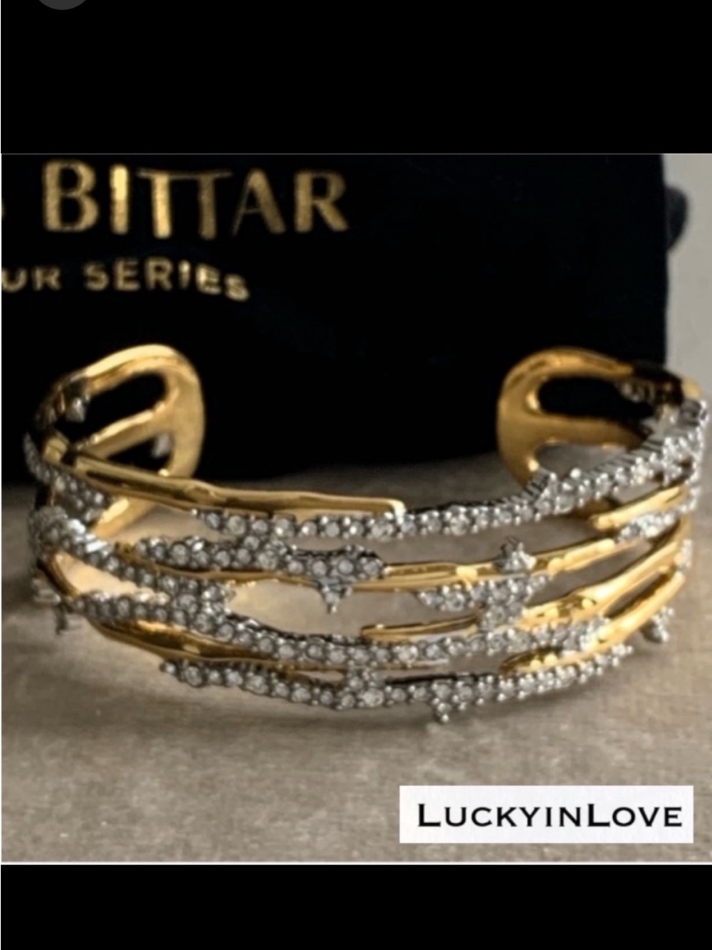 ALEXIS BITTAR • Brut Gold Silver Encrusted Spiked Cuff Bracelet